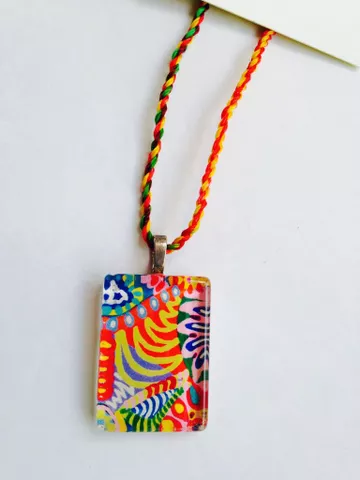 Rangoli Cuboid Glass Pendant Rangoli Cuboid Glass Pendant