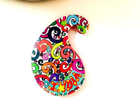 Florosphere Paisley India Wooden Magnet Florosphere Paisley India Wooden Magnet