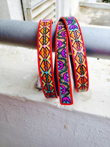 Lotus and Rain - handpainted belt Lotus and Rain - handpainted belt