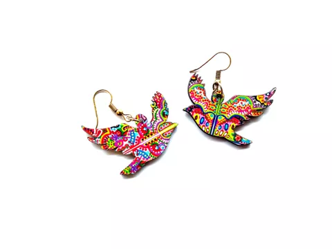 Artwork Wooden Earrings - Flying Birds earrings in 'Prisma Clouds' Artwork Artwork Wooden Earrings - Flying Birds earrings in 'Prisma Clouds' Artwork