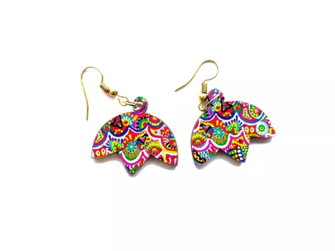 Artwork Wooden Earrings - Lotus Flower Earrings in 'Prisma Cloud' Artwork Artwork Wooden Earrings - Lotus Flower Earrings in 'Prisma Cloud' Artwork