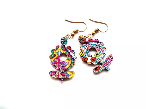 Artwork Wooden Earrings - Flowers of joy in the Story of Waves Artwork Artwork Wooden Earrings - Flowers of joy in the Story of Waves Artwork