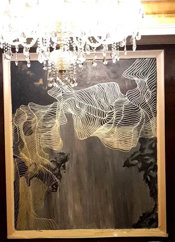 ABSTRACT MURALS WITH GOLDEN FLOWING LINES 2 ABSTRACT MURALS WITH GOLDEN FLOWING LINES 2