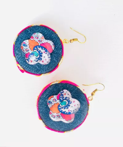 DENIM GLASS EARRING - PINK GOTTA DENIM GLASS EARRING - PINK GOTTA