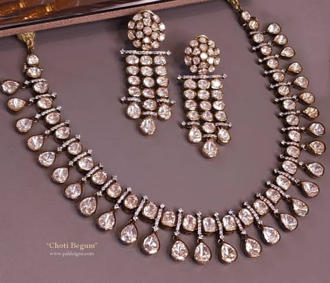 Choti Begum Haar Moissanite Polki Necklace Set