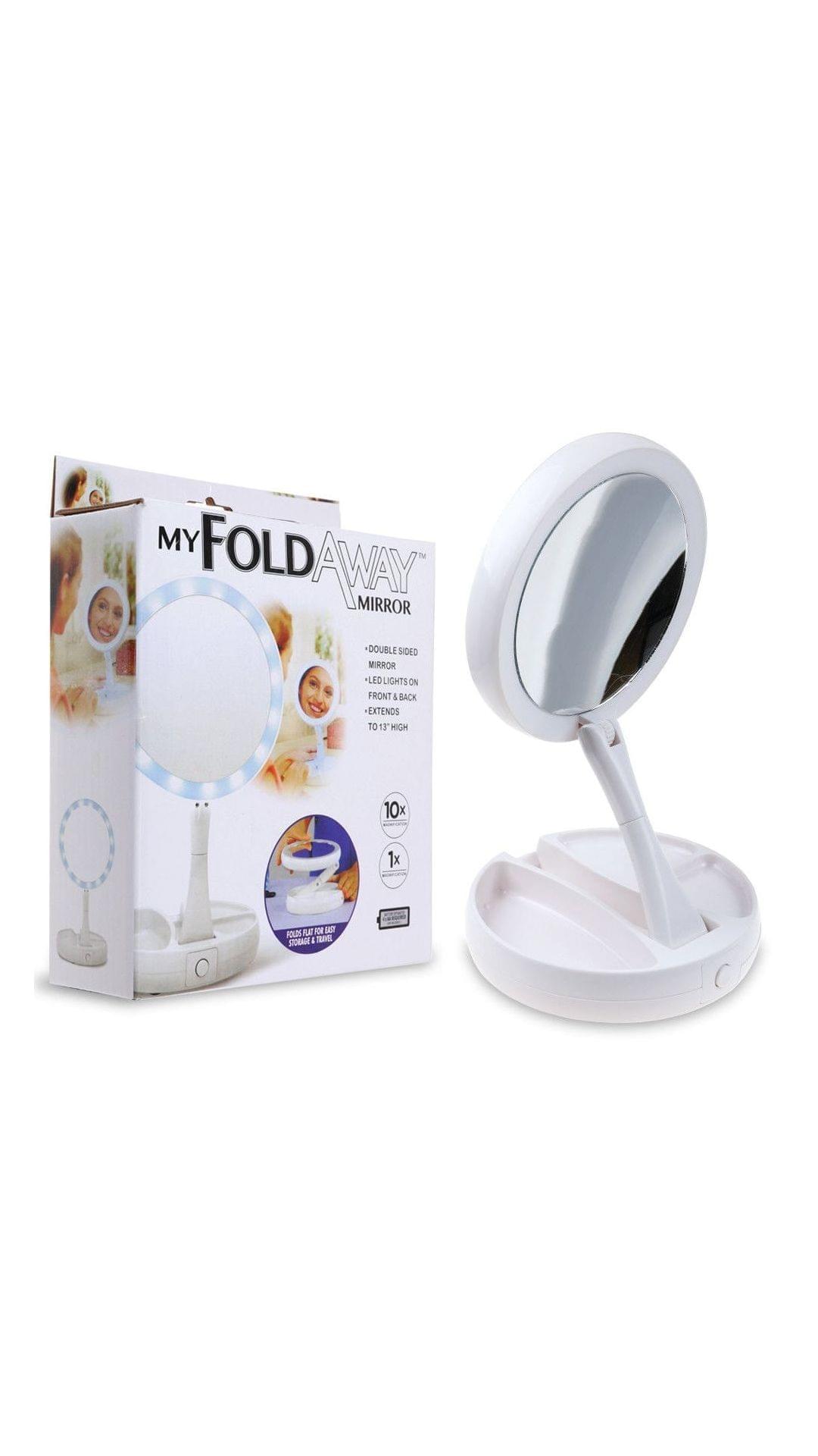 Samyaka Foldaway LED Mirror Double Sided 10x Magnification Travel Gadget