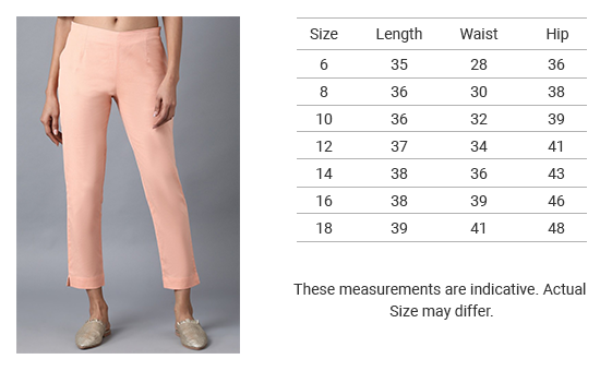 medium size in inches for pants