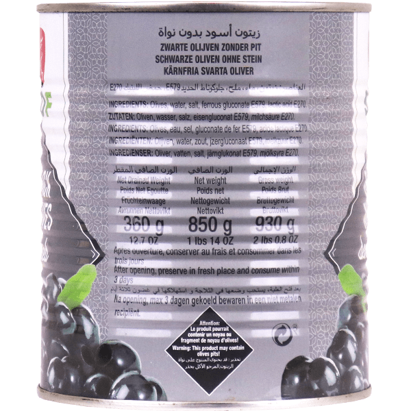 Black Olives Without Pit Siof 850g