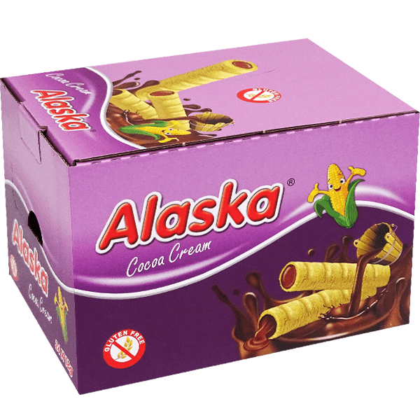 Corn Roll With Cocoa Cream Alaska 18g 24 Pieces Gluten-Free