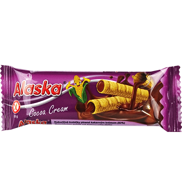 Corn Roll With Cocoa Cream Alaska 18g 24 Pieces Gluten-Free