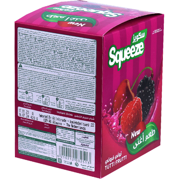 Tuti Fruity Instant Powder Drink Squeeze 35g 12 Pieces