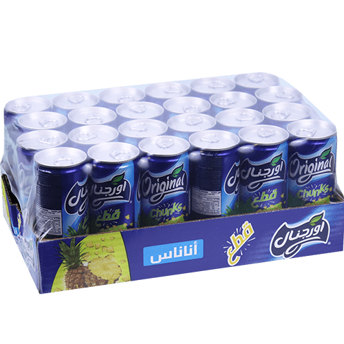 box of 24 Pineapple Drink With Fruit Pieces Original 240ml