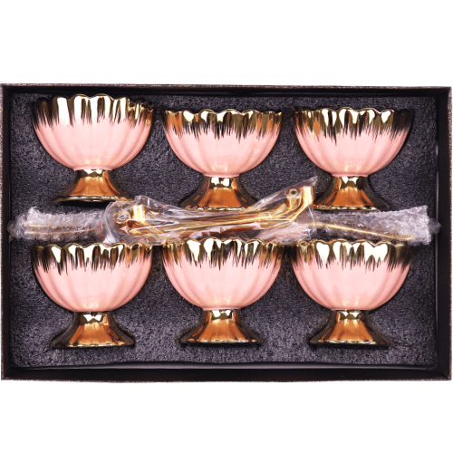 Dessert Cups With Spoons Pink 6 Pieces