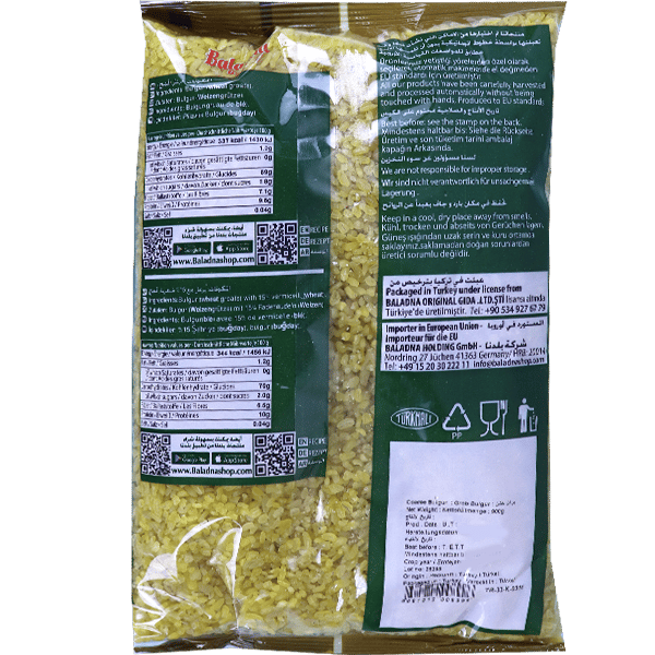 Bulgur White Coarse Baladna 800g
