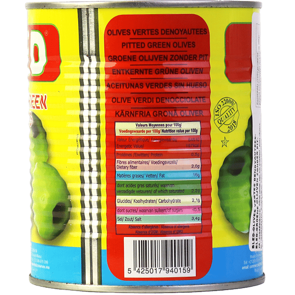 Green Olives Without Pit Bled 800g