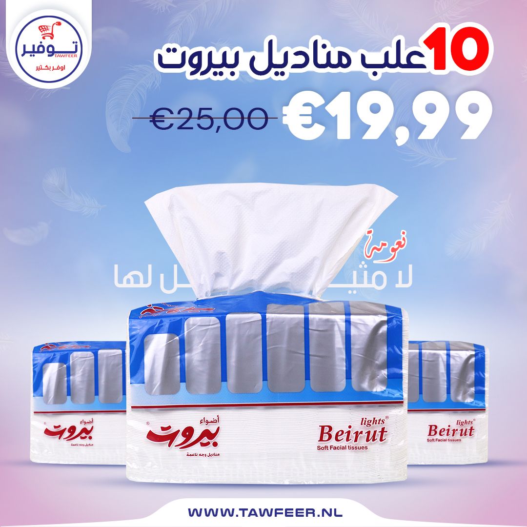 10 X Soft Facial Tissues Beirut 325 Pieces Double Layered