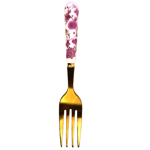 Small Golden Ceramic Fork Set 6 Pieces