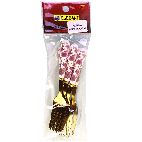 Small Golden Ceramic Fork Set 6 Pieces