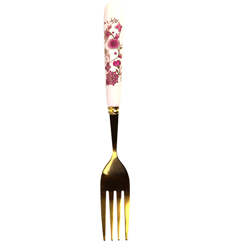 Large Golden Ceramic Fork Set 6 Pieces