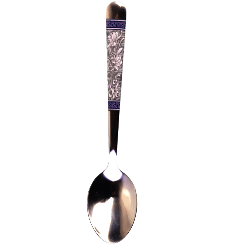 Small Spoons Engraving Silver-Blue 6pcs