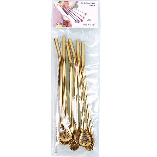Mate Straws Gold With cleaning Tool 6pcs