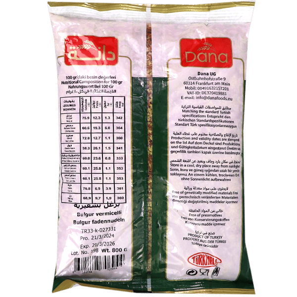 Bulgur Vermicelli Dana 800g