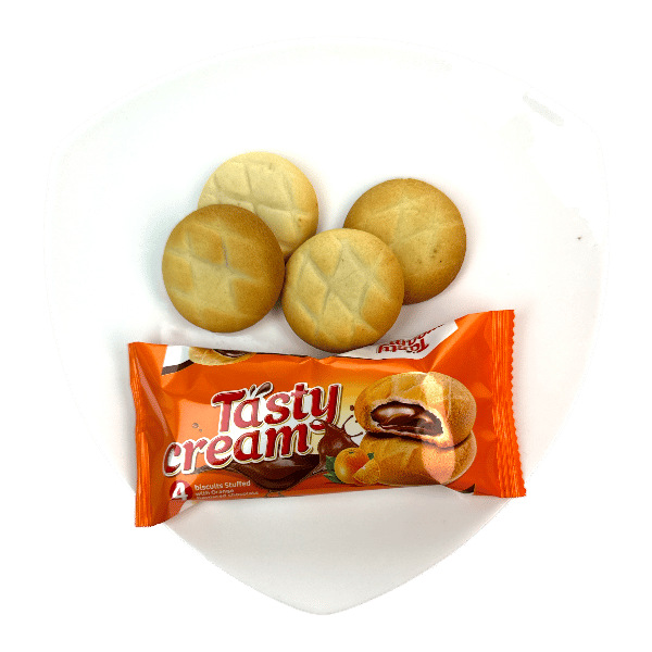 Tasty Cream Stuffed Biscuits Orange Chocolate Makki 12pcs