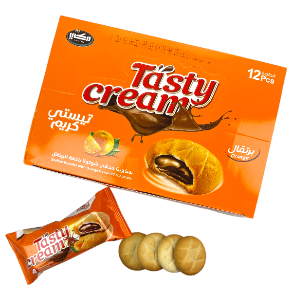 Tasty Cream Stuffed Biscuits Orange Chocolate Makki 12pcs