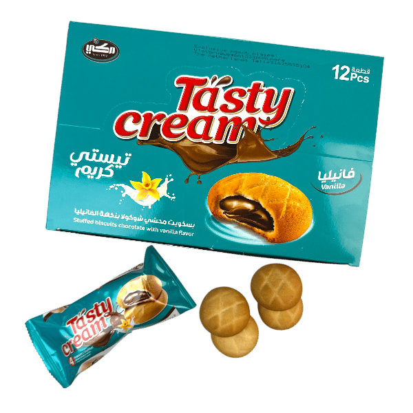 Tasty Cream Stuffed Biscuits Vanilla Chocolate Makki 12pcs