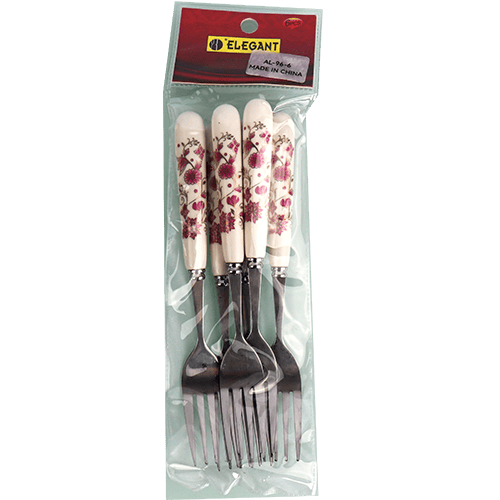 Large Silver Ceramic Fork Set 6 Pieces