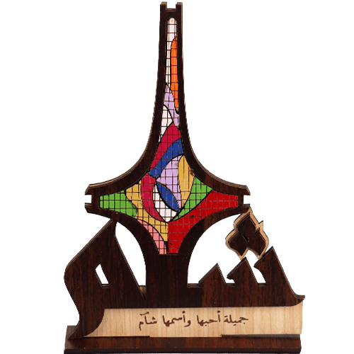 Damascus Sword Monument Mosaic Desk Stand