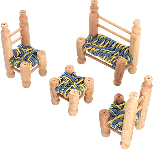 Mini Traditional Seating Set Handmade 4pcs