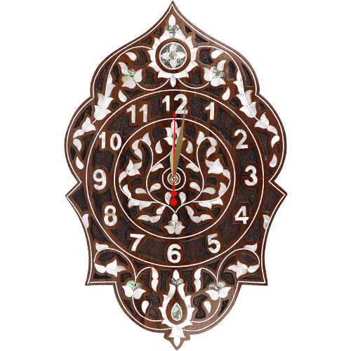 Wooden Wall Clock Mother-of-Pearl 32x49cm