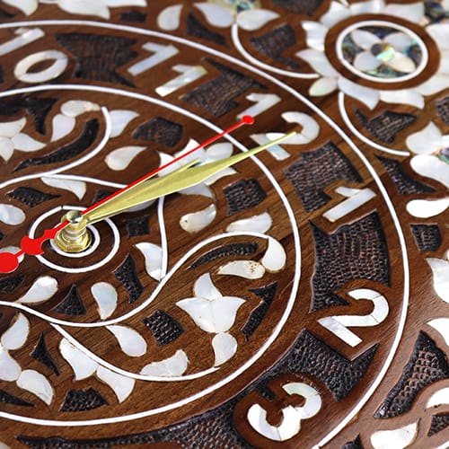 Wooden Wall Clock Mother-of-Pearl 32x49cm