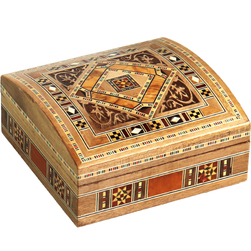 Wooden Mosaic Storage Box 14.5x14.5x6.5cm