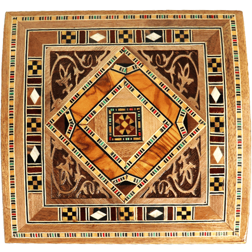 Wooden Mosaic Storage Box 14.5x14.5x6.5cm
