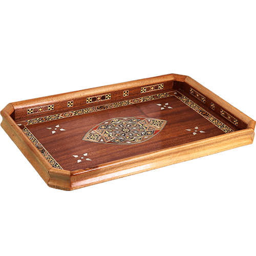 Wooden Mother of Pearl Serving Tray 49x32x4cm