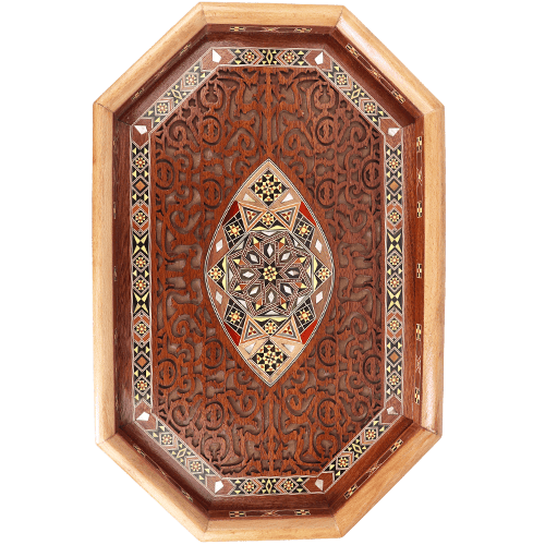 Decorated Mother of Pearl Serving Tray 49x32x4cm