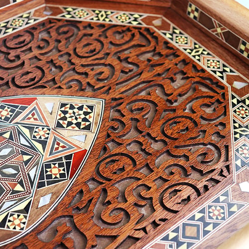 Decorated Mother of Pearl Serving Tray 49x32x4cm