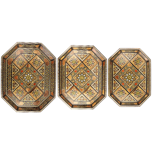 Luxury Ribbed Serving Trays Set 3pcs