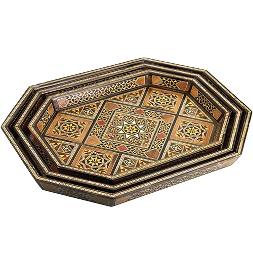 Luxury Ribbed Serving Trays Set 3pcs