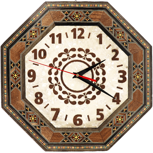 Ribbed Wooden Mother of Pearl Wall Clock 28cm