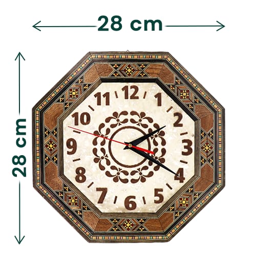 Ribbed Wooden Mother of Pearl Wall Clock 28cm