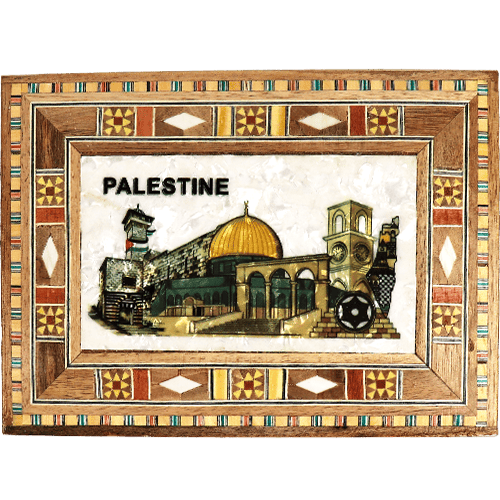Wooden Mosaic Mother of Pearl Palestine Box 18x16.5cm