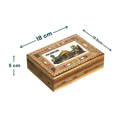 Wooden Mosaic Mother of Pearl Palestine Box 18x16.5cm