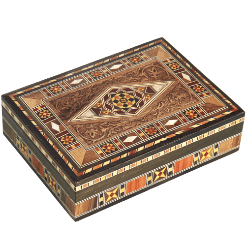 Decorated Mosaic Wooden Box 18x13x5 cm