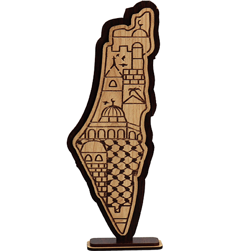 Wooden Palestine Map Stand 19cm