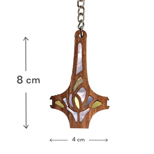 Wooden Keychain Mother-of-Pearl Inlay 8x4cm