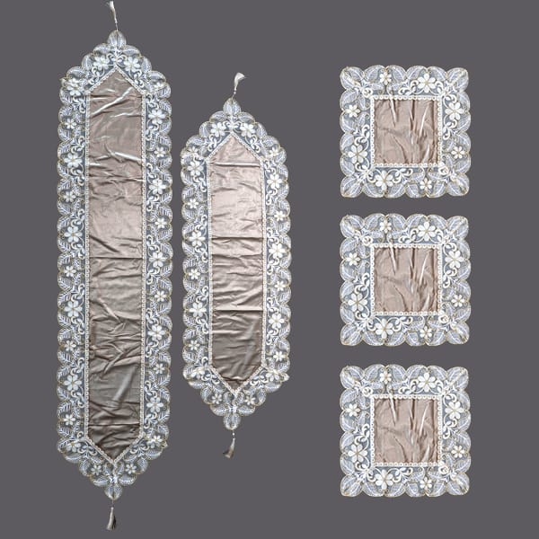 Gold Lace Table Runner & Placemat Set 5pc