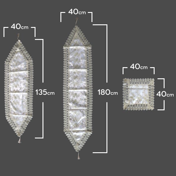 Beaded Floral Table Runner & Placemat Set 5pc
